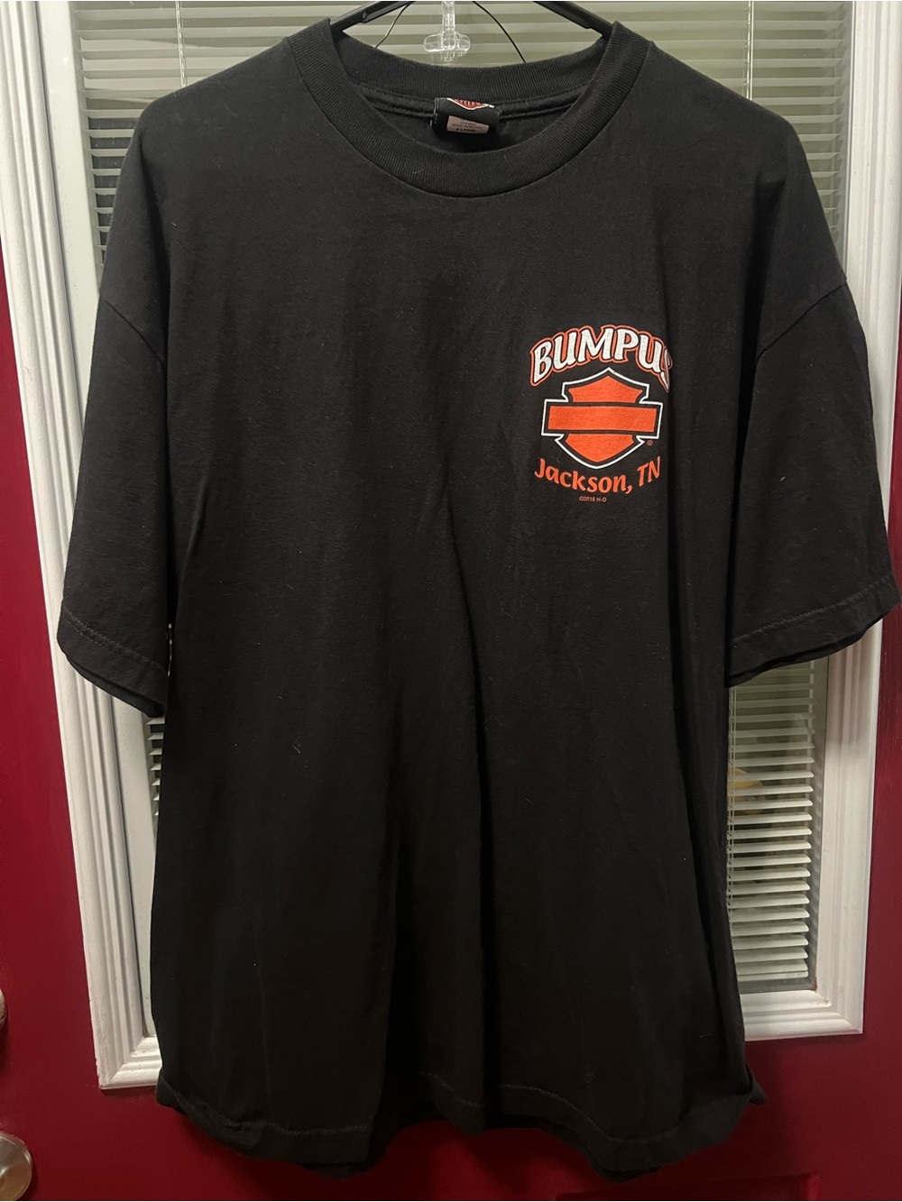 Harley-Davidson Bumpus Jackson, TN Black T-Shirt with Orange Logo